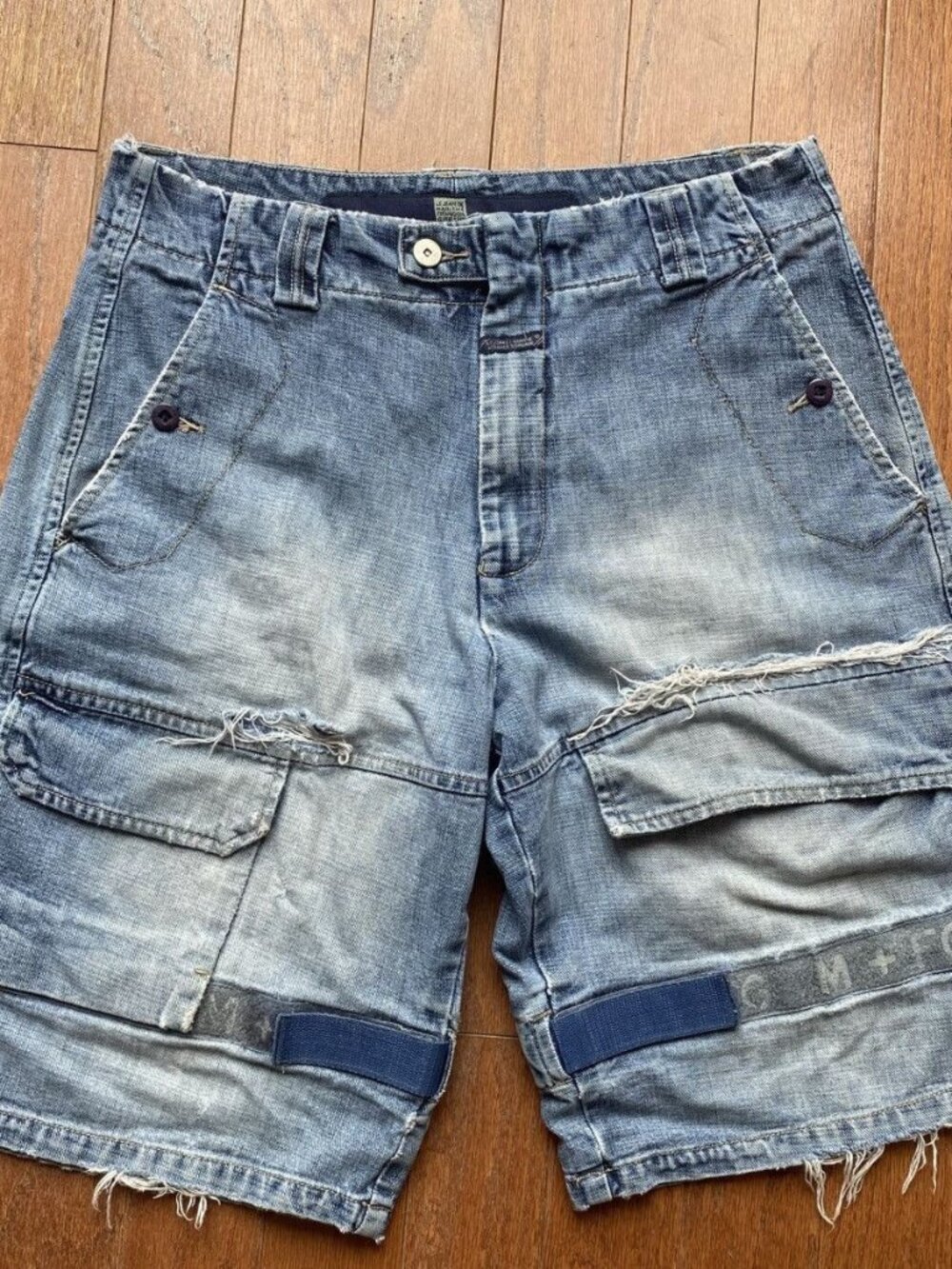 Marithe Francois Girbaud Baggy Cargo Denim Shorts Jorts 33